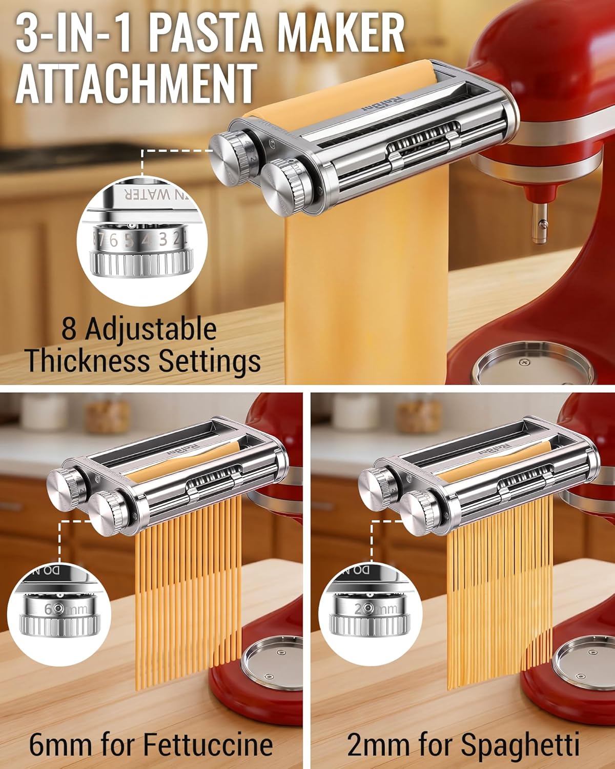 키친에이드 믹서 3-in-1 파스타 롤러 커터 부착물, - Kitchen Appliances Manufacturers 리뷰 및 가격