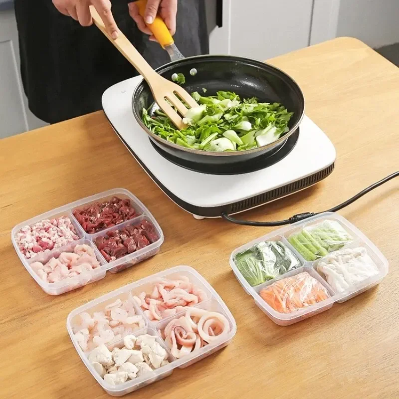 4 그리드 식품 보관 상자 휴대용 구획 냉장고 냉동고  - Kitchen Appliances Manufacturers 리뷰 및 가격