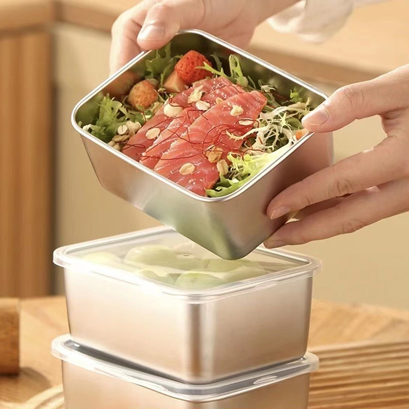 플라스틱 뚜껑이 있는 스테인리스 스틸 냉장고 식품 보관 - Kitchen Appliances Manufacturers 리뷰 및 가격
